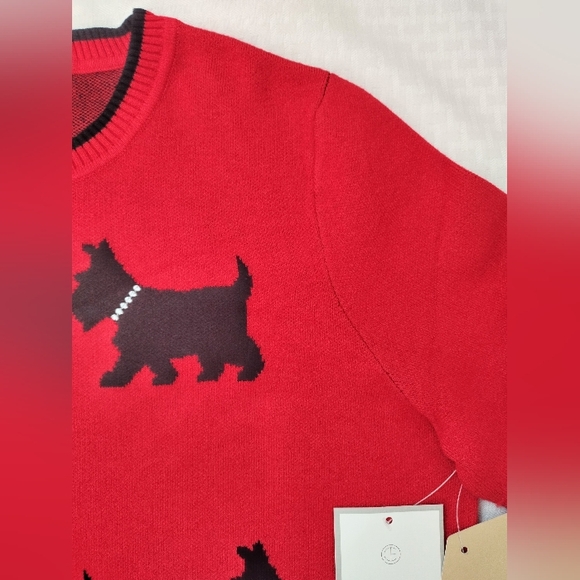 Scottie Dog Pullover Sweater by Calligraphie Red Soft Poly Blend Size L - Picture 3 of 13